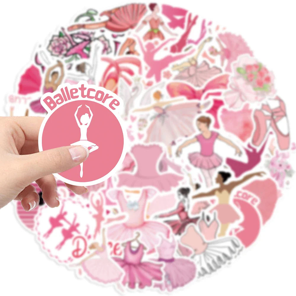 50pcs Cute Pink Ballet Dance Girls Stickers DIY Decoration For Laptop Notebook Suitcase Laptop Phone Sticker Toy Art Decals ﻿ (ONLINE ORDER ONLY)