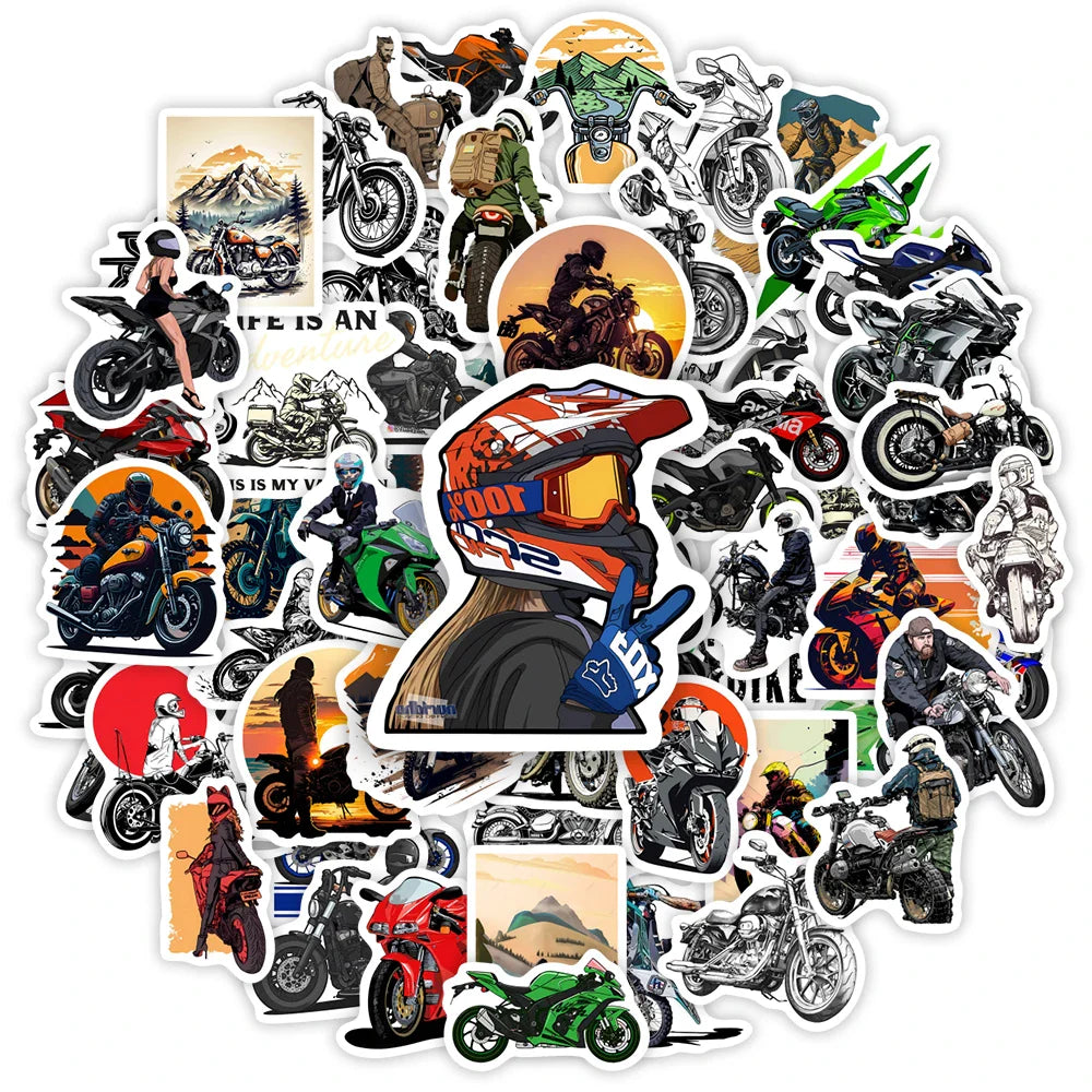 Motorcycle Racing Stickers DIY Kids Toy Gift for Phones Laptops Bottles Cars Scrapbooking Luggage Decorative Waterproof Decal (ONLINE ORDER ONLY)