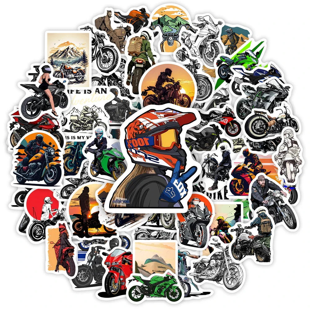 Motorcycle Racing Stickers DIY Kids Toy Gift for Phones Laptops Bottles Cars Scrapbooking Luggage Decorative Waterproof Decal (ONLINE ORDER ONLY)