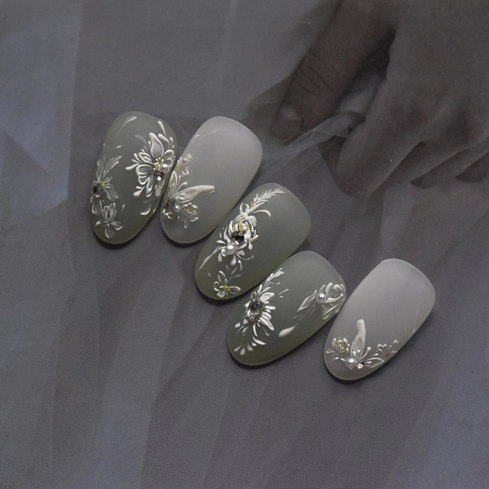 Petal Numerous Flowers Luxuriant Plant Garden Yellow Stamen Charming 5D Soft Relief Adhesive Nail Art Sticker 3D Manicure Decals (ONLINE ORDER ONLY)