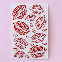 1PC Sexy Red Lips Rhinestone Iron-On Patches Waterproof Body Art Temporary Tattoo for Men Women Long Lasting Neck Funny Couple * (ONLINE ORDER ONLY)