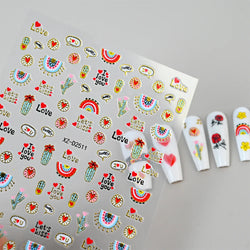 12Pcs 3D Golden Red Glitter Heart Love Nail Sticker Valentine Self Adhesive Cartoon Decal Geometry Lines Stripe Slider Manicure* (ONLINE ORDER ONLY)