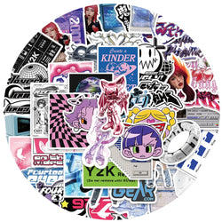 50pcs DIY Waterproof Graffiti Cool Girls Cartoon Y2K Phone Stickers Luggage Laptop Guitar Diary Bicycle Car Decals (ONLINE ORDER ONLY)