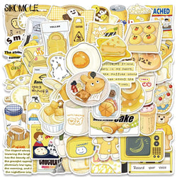 Yellow Anime Cartoon Stickers Pack - Kawaii DIY Decals for Luggage, Guitar, Fridge, Laptop (Online Order Only)