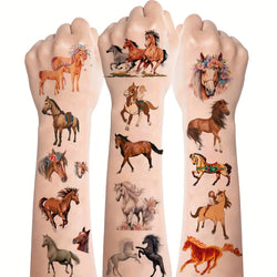 8 Sheets Temporary Horse Tattoos Stickers Birthday Themed Party Supplies Decorated with Tattoo Gifts (ONLINE ORDER ONLY)