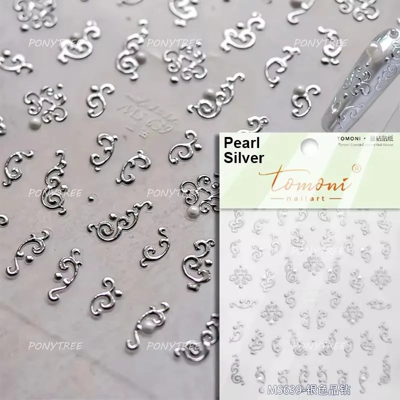 Baroque Figure Flower Totem Geometric Star Love Heart Hot Stamping Embossed Relief Self Adhesive Nail Art Sticker Manicure Decal (ONLINE ORDER ONLY)