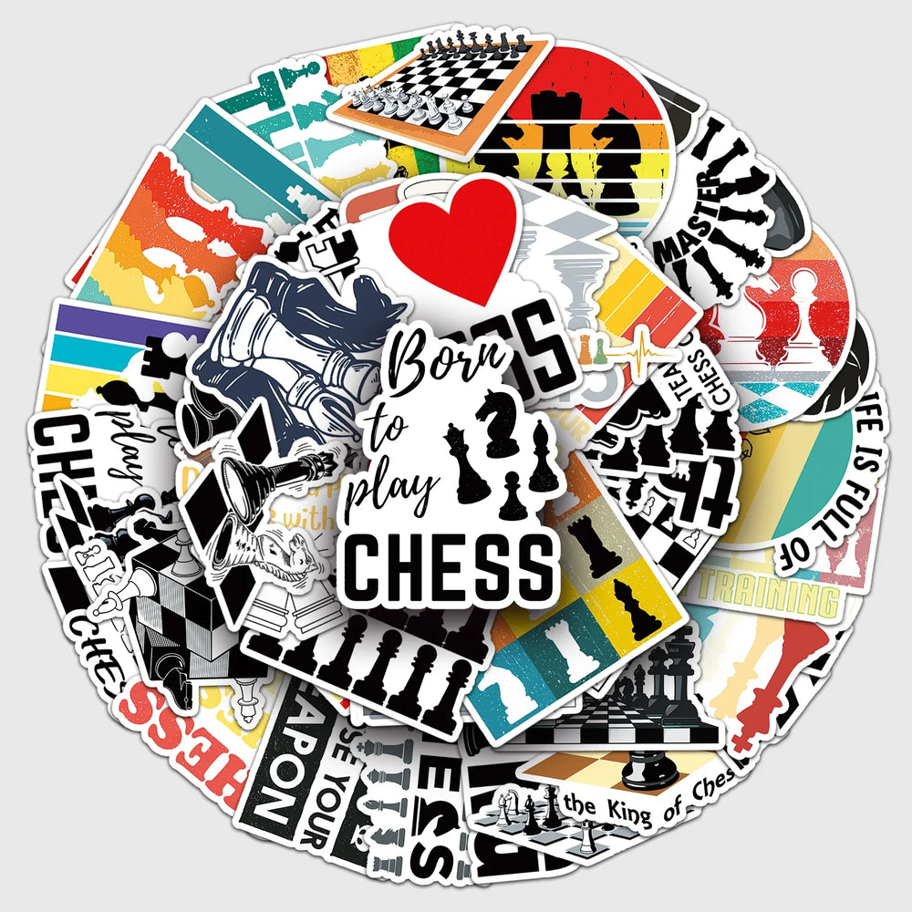 50Pcs Chess Cartoon Waterproof Stickers Skateboard Home Decals (Online Order Only)
