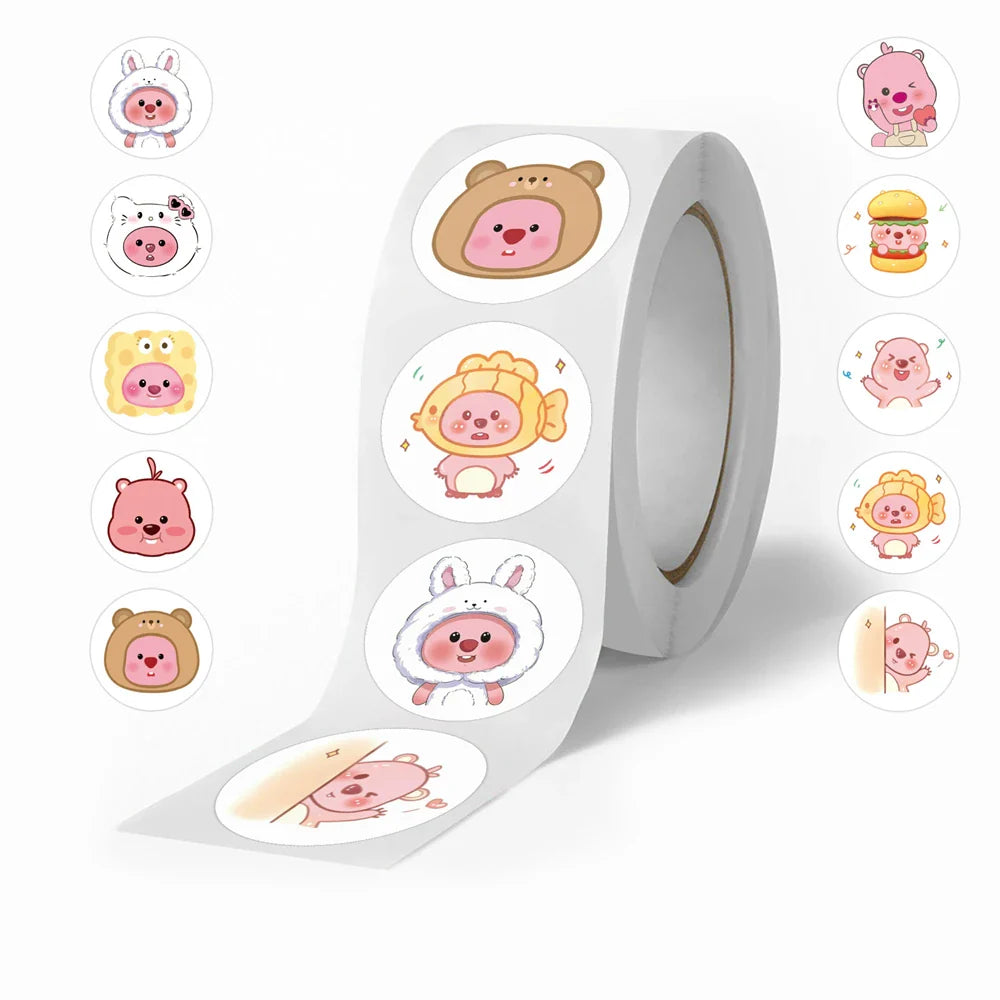500pcs/roll Kids Stationery Stickers Birthday Party Back ground Fruits Balloon Happy Banner Refrigerator Vegetable Stickers Toys (ONLINE ORDER ONLY)