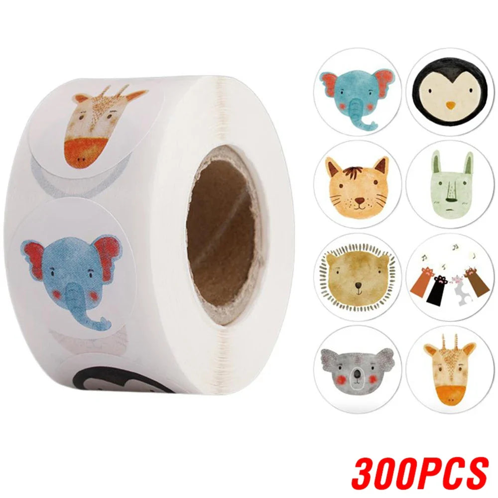 100-500pcs Cartoon Animal Children Sticker Label Thank You Cute Toy Game Sticker DIY Gift Sealing Label Decoration Supplies (Online Order Only)