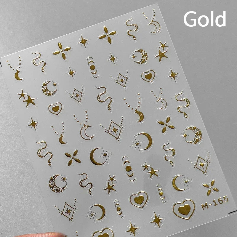 Shiny Laser Constellation Totem Pink Blue Gold Silver Shell Starfish Moon Star 3D Self Adhesive Nail Art Sticker Manicure Decals (ONLINE ORDER ONLY)