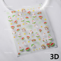 Cute Duck Pear Bowknot Mini Flower Duckling Line Bow Photo Frame Seal Stamp Figure Self Adhesive Nail Art Sticker Manicure Decal (ONLINE ORDER ONLY)