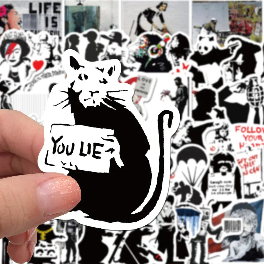10/30/67PCS Banksy Art Graffiti Street Art Stickers Aesthetic Decal Skateboard Phone Laptop Car Bike Waterproof Sticker Kid Toy (ONLINE ORDER ONLY)