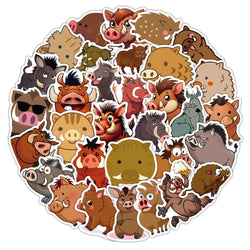 10/30/54PCS Wild Boar Cartoon Stickers Cute Animal Graffiti Kids Toys Luggage Laptop Phone Guitar Car Bike Decals Decoration Toy (ONLINE ORDER ONLY)