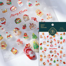 Hot Stamping Christmas Tree Bell Bowknot Cane Snowman Star Adhesive Nail Art Stickers Snowflake Glitter Powder Manicure Decals (ONLINE ORDER ONLY)