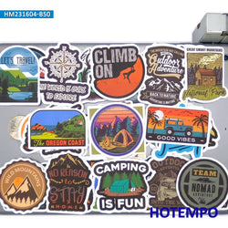 20/30/50Pieces, Outdoor Adventure Stickers, Hiking Climbing Camping, Travel Explore, for DIY Creative Decoration, Funny Sticker (Online Order Only)