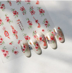 Graceful Peach Blossom Blessing Sachet Pretty Buckle Tassels Pendant Antique Radiant Adhesive Nail Art Stickers Manicure Decals (ONLINE ORDER ONLY)