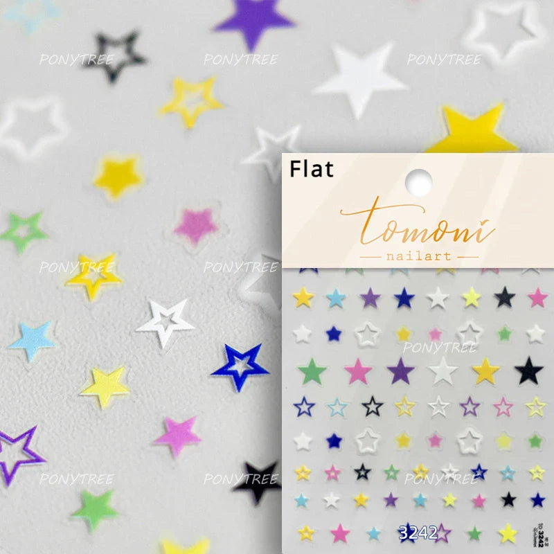 Irregular Stars Red Silver Five-pointed Star Meteor Shiny 5D Self Adhesive Nail Art Stickers Romantic Rhinestone Manicure Decals (ONLINE ORDER ONLY)