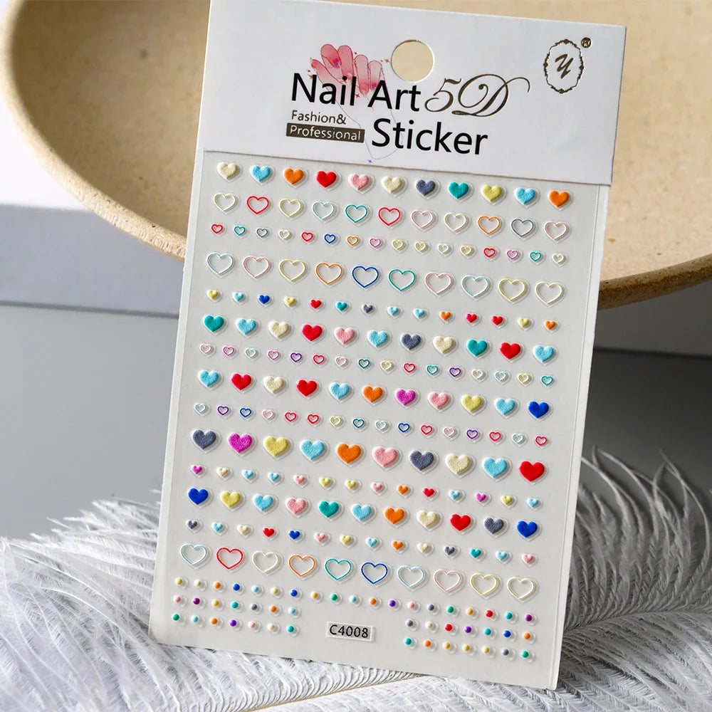 1Sheet Valentine's Day Decals 5D Nail Art Stickers Heart Self-Adhesive Slider Love Letters DIY Manicure Accessories "Dopamine" % (ONLINE ORDER ONLY)