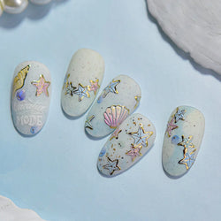Beach Colourful Conch Dolphin Shell Starfish Jellyfish Star Summer Sea Wave Vacation Mode Water Bubble Nail Art Stickers Decals (Online Order Only)