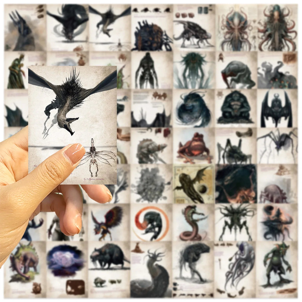 50pcs Cthulhu Mythos Monsters Funny Graffiti Stickers Vinyl Waterproof Stickers Pack For Water Bottle Laptop Scrapbook Stickers (Online Order Only)