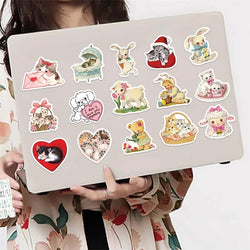 10/30/50PCS Cute Rabbit Cat Sticky PVC Sticker Aesthetic Children's Stationery DIY Decoration Scrapbooking School Supplies (ONLINE ORDER ONLY)
