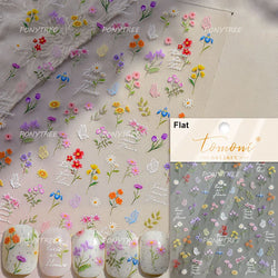 Flower Garden Purple Yellow Pink Daisy Butterfly Delicate 5D Soft Relief Adhesive Nail Art Decoration Sticker 3D Manicure Decals (ONLINE ORDER ONLY)
