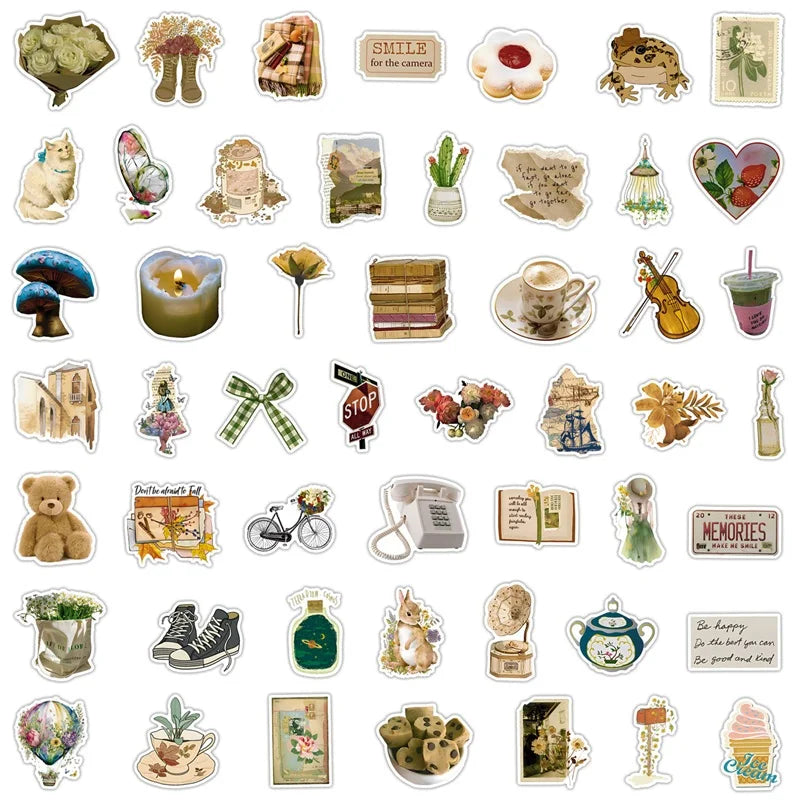 10/30/50/100PCS Art Life Cartoon Sticker Aesthetic PVC Decoration Children's Stationery Scrapbooking School Supplies for Kids (ONLINE ORDER ONLY)