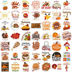 Thanksgiving Stickers 50PCS Waterproof Turkey Cartoon Harvest Decals (Online Order Only)