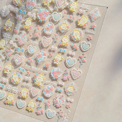 Peach Blossom Flower Yellow Rabbit Bunny Love Heart Delicate Totem 5D Self Adhesive Nail Art Stickers Rhinestone Manicure Decals (ONLINE ORDER ONLY)