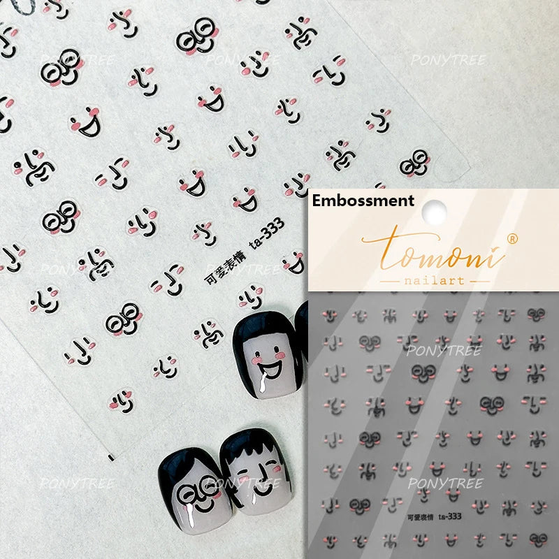 Worker's Speech Chinese Characters Abstract Comics Vivid Patterns Adhesive Nail Art Stickers Satirical Writing Manicure Decals (Online Order Only)
