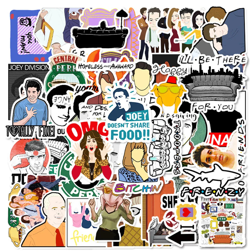 Friends TV Show Stickers Decals - Laptop, Car, Phone, Suitcase Decoration (10/30/50pcs) (ONLINE ORDER ONLY)