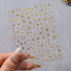1PCS Laser Gold Snowflake Christmas Tree Nail Sticker 3D Adhesive Nail Decals Nail Art Accessories New Christmas Decoration 2024 (ONLINE ORDER ONLY)