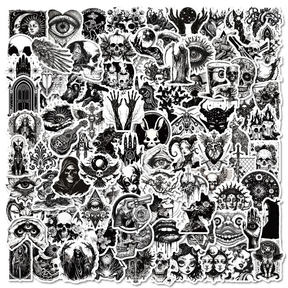 Graffiti Gothic Punk Stickers for DIY Suitcase, Water Bottle, Phone, Guitar, Laptop, Car, Motorcycle, Skateboard - 10/50/100pcs (Online Order Only)