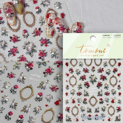 Retro Rose Gold Photo Frame Dried Flower Delicate Totem 3D Self Adhesive Nail Art Stickers 5D Shiny Rhinestone Manicure Decals (ONLINE ORDER ONLY)