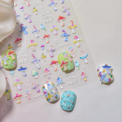 Cute Colored Mushrooms Water Bubbles Umbrella-shaped Plant Various Shapes Fungi Lovely Adhesive Nail Art Stickers Manicure Decal (ONLINE ORDER ONLY)