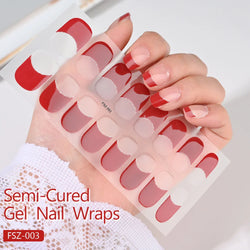 Nude Pink French Semi-Cured Gel Nail Patch Slider Adhesive Waterproof Long Lasting Full Cover Gel Nail Sticker UV Lamp Needed *^ (ONLINE ORDER ONLY)