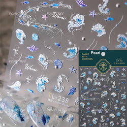 Jellyfish Schools of Fish Shoal Mermaid Tail Seahorse Dreamy Ocean Starfish Shell Coral Adhesive Nail Art Sticker Manicure Decal (ONLINE ORDER ONLY)