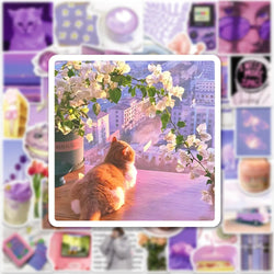 10/30/50PCS Cute Cartoon Purple Stickers Ins Style Decals PVC Waterproof Graffiti DIY Suitcase Notebook Suitcase Guitar Bike Toy (ONLINE ORDER ONLY)