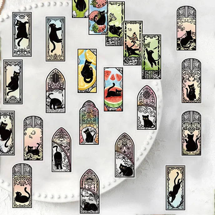 50pcs Cartoon Fantasy Cat Mysterious World Aesthetic Stickers Luggage Laptop Guitar Phone Waterproof PET Car Decals (Online Order Only)