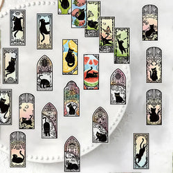 50pcs Cartoon Fantasy Cat Mysterious World Aesthetic Stickers Luggage Laptop Guitar Phone Waterproof PET Car Decals (Online Order Only)
