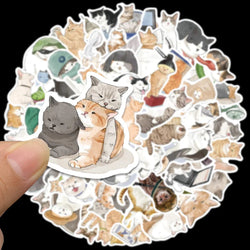 50pcs Cute Cartoon Cats Animals Stickers For Laptop Phone Guitar Notebook Vinyl Waterproof Graffiti Skateboard Car Decals (ONLINE ORDER ONLY)