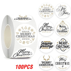 100-500pcs Merry Christmas Sticker Holiday Party New Year Decoration Gift Box Seal Sticker Baking Label Packaging Sticker (ONLINE ORDER ONLY)