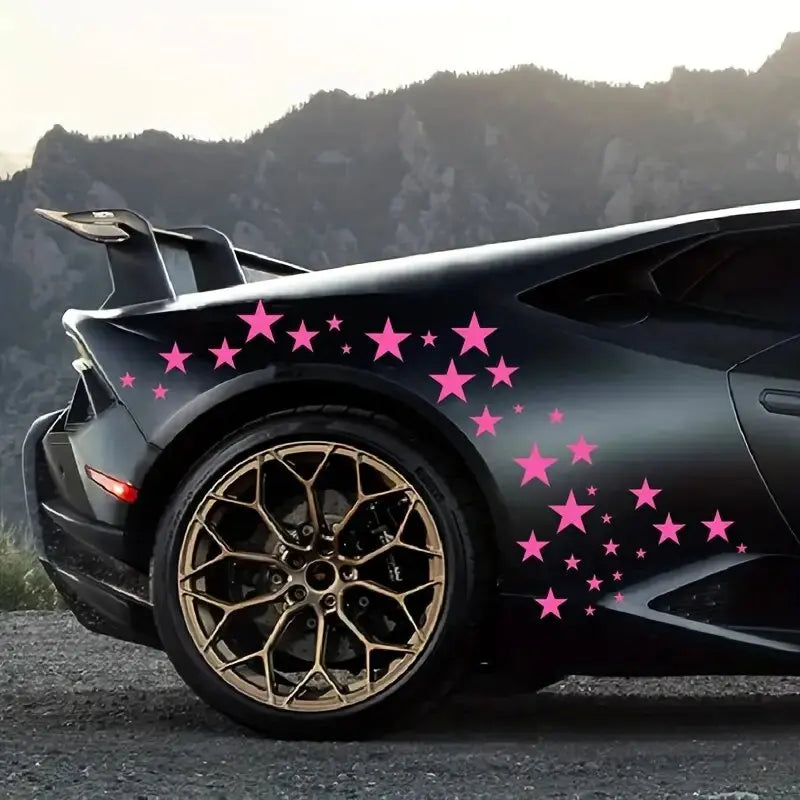 60pcs Five-pointed Star Car Body DIY Stickers Set, Racing Door Side Vinyl Decal Night Run Sport Competition Style Decorative (ONLINE ORDER ONLY)