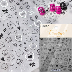 Black Punk Star Heart Laser Stroke Dark Wind Sexy Water Droplet Delicate Adhesive Nail Art Decorations Stickers Manicure Decals (ONLINE ORDER ONLY)