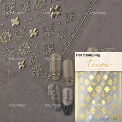 Gold Stamped Silver Totems Geometric Patterns Figure 5D Self Adhesive Nail Art Stickers Stars Bohemia Manicure Decals Wholesale (Online Order Only)