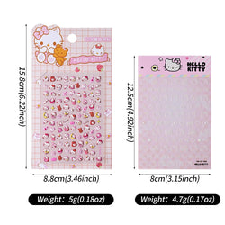 1pc 5D Cartoon Nail Art Stickers Waterproof Matte Finish with Kuromi, Cinnamoroll & Hello Kitty Designs Perfect for DIY Manicure (Online Order Only)