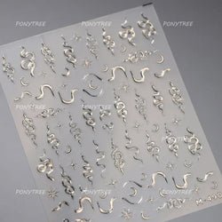 Blue Butterfly Planet Star Conch Snake Shell Clam Pearl Whale Jellyfish Moon Adhesive Nail Art Stickers Dreamy Manicure Decals (Online Order Only)