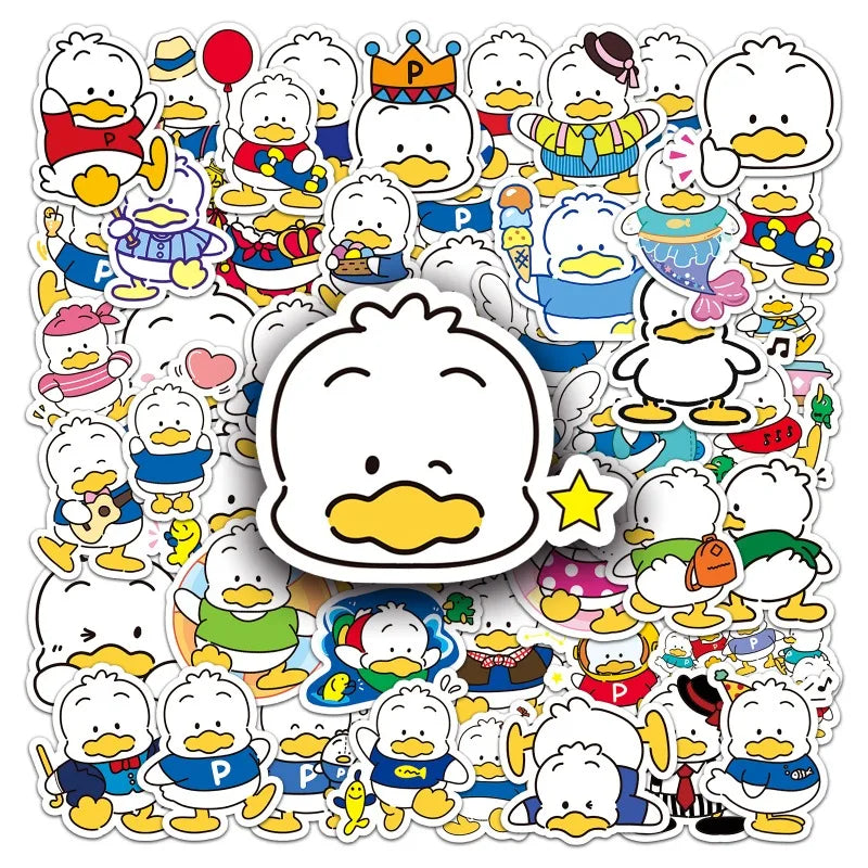 50pcs Ahiru No Pekkle Cute Stickers for Laptop, Suitcase, Water Bottle, Car, Scooter, Refrigerator (Online Order Only)