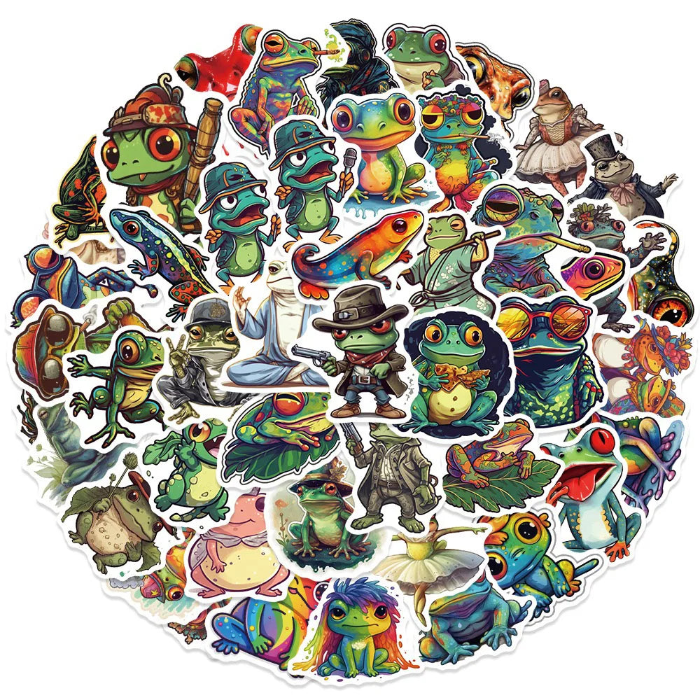 10/30/51PCS Colorful Psychedelic Frog Cartoon Stickers DIY Laptop Luggage Skateboard Graffiti Decals Fun for Kid Toys Gift (ONLINE ORDER ONLY)