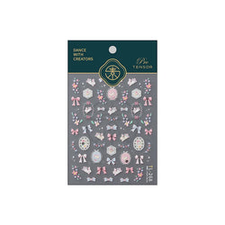 Pink Running Rabbit Bowknot Wreath Bunny Flower Tie Totem Pattern Self Adhesive Nail Art Sticker Pearl Rhinestone Manicure Decal (Online Order Only)